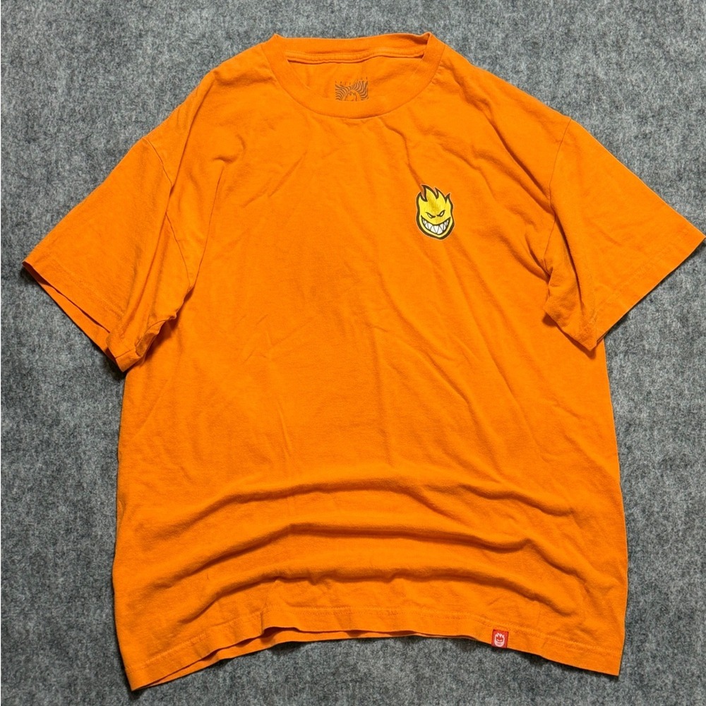 Y2K Spitfire Wheels Bighead Logo T-Shirt Mens Large Orange Skateboarding Tee